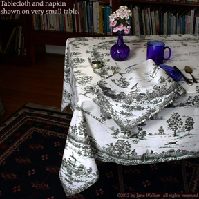 greyhound
                          toile tablecloth and napkin
